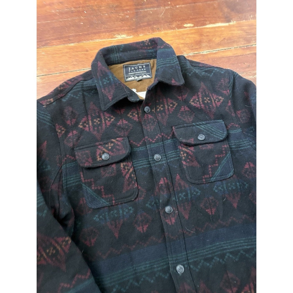 Vtg Aztec Jacket Mens Large Wool Shacket Jachs New York Coat Shirt Lined - Picture 2 of 7